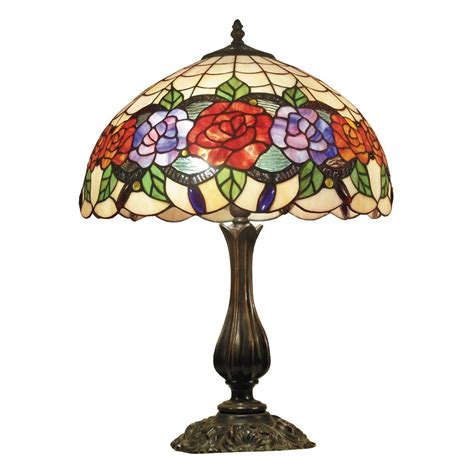 Rose Garden Tiffany Style Stained Glass Table Lamp Large