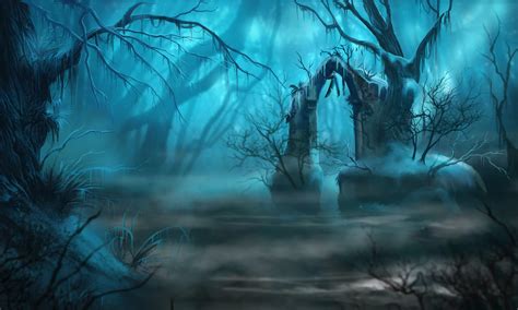 Fog Tree Creepy Forrest Dark Nature Art Gameart Madheadgames