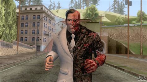 A schizoid criminal mastermind obsessed with duality. Batman Arkham City - Two-Face Skin para GTA San Andreas