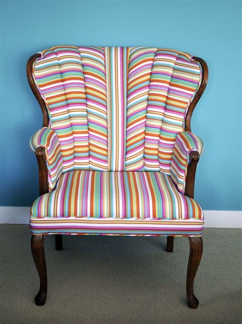 Vintagemodern Candy Stripe Upholstered Chair Oh What An Interesting