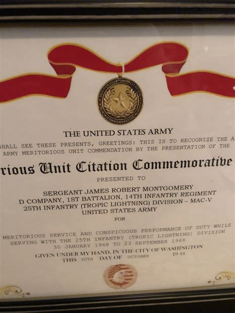 Meritorious Unit Citation Commemorative Medal Certificate ~ With Free