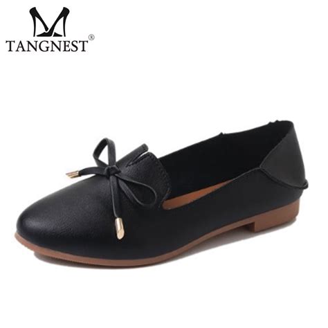 Tangnest 2018 Pu Leather Women Flat Shoes Slip On Pointed Toe Women