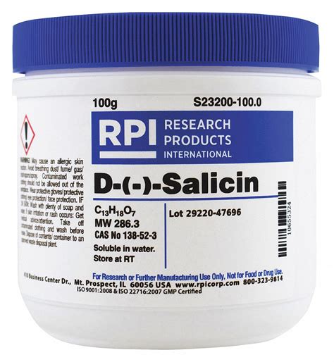 Rpi D Salicin 100 G Powder 31gd72s23200 1000 Grainger