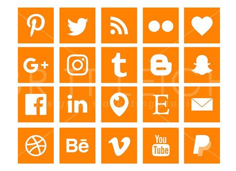 Ripe Orange Social Media Icons Pack Orange Social Media Icons Social