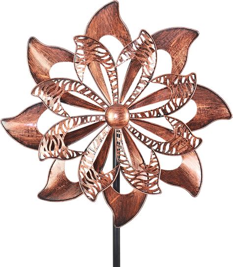 Exhart Wind Spinner Bronze Pinwheel Garden Stake Double