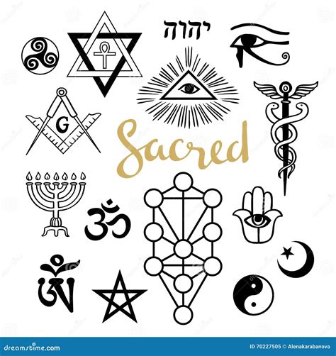 Uppsättning Av Forntida Sacral Symboler Religiösa Och Magiska Symboler