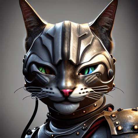 Anthropomorphic Cat Hyper Detailed Armor Cinematic Lighting Photo