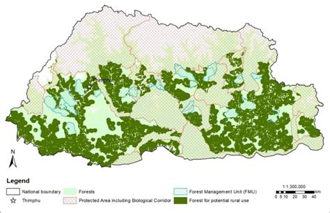 Map Of Bhutan Showing Forest Resource Availability For Sustainable