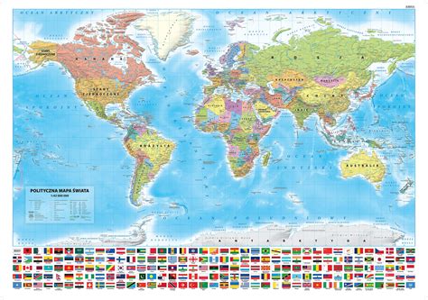 Świat Mapa ścienna Polityczna Naklejka Samoprzylepna