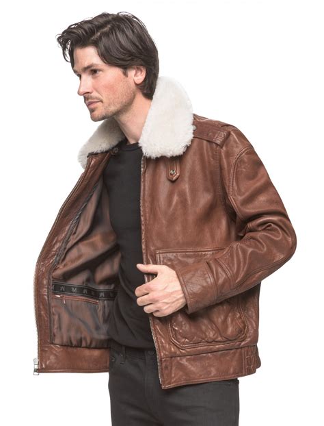 Lyst Andrew Marc Corsham Leather And Shearling Flight Jacket In Brown