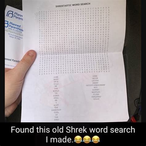 Shrektastic Word Search An Bh Found This Old Shrek Word Search I Made