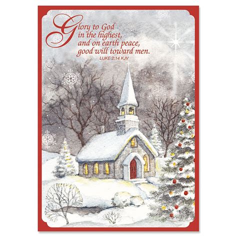 Grab some markers and colored. Snowy Church Religious Christmas Cards | Current Catalog