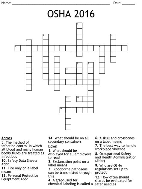 Sds And Chemical Safety Crossword Wordmint