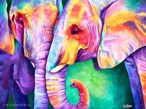 Rainbow Elephants Animal Art Elephant Art Colorful Elephant