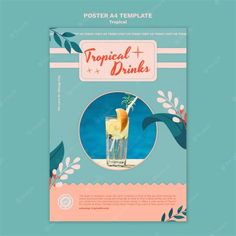 Premium Psd Tropical Drinks Poster Template