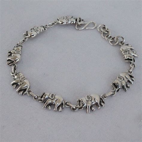 Sterling Silver Elephant Bracelet Solid 925 Silver Etsy Uk