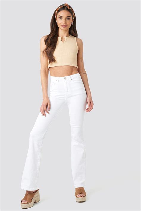 High Waist Flare Jeans White Na Kd Flare Jeans White Jeans