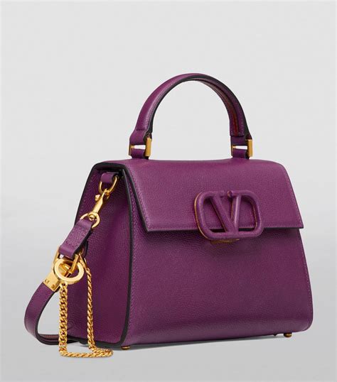 Womens Valentino Garavani Purple Small Leather Vsling Top Handle Bag