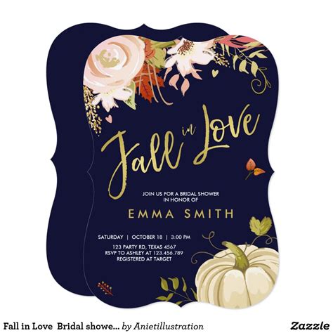 Fall In Love Bridal Shower Invitation Baby Autumn Fall