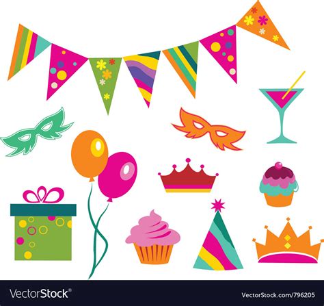 Colorful Party Set Royalty Free Vector Image Vectorstock