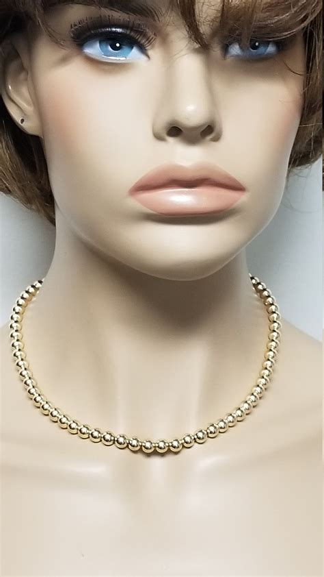 18 Estate 14k Yellow Gold Necklace 7mm Ball Chain Choker Etsy