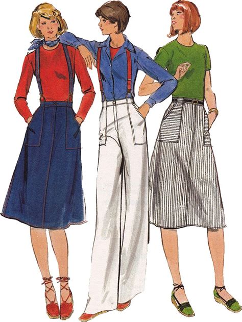 1970s Vintage Sewing Pattern Suspender Skirt And Suspender Pants