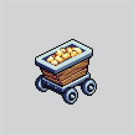 Premium Vector Pixel Art Illustration Mine Cart Pixelated Mine Cart