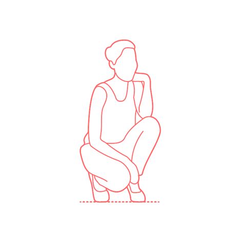 View Person Crouching Pose Drawing Reference