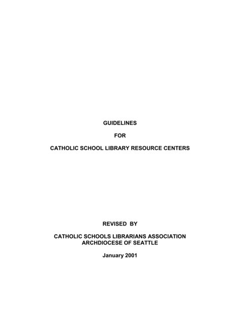 Guidelines For Catholic School Library Resource Centers