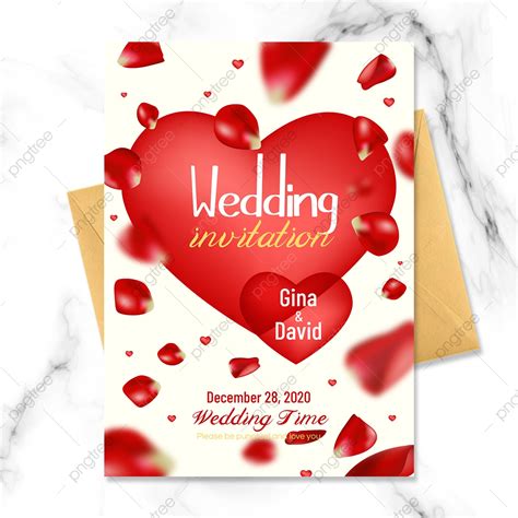 Rose Petals Wedding Invitation Template Download On Pngtree