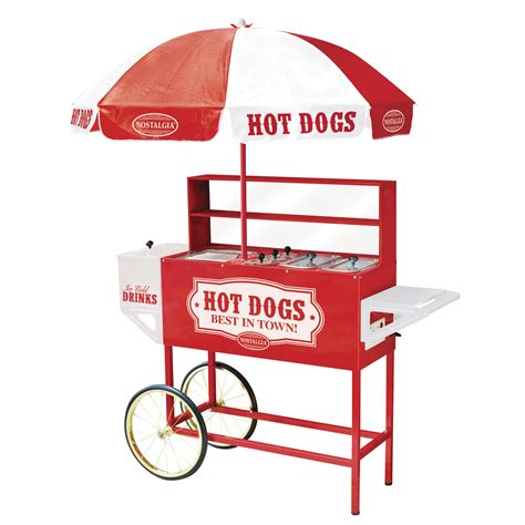 Nostalgia Electrics Vintage Carnival Hot Dog Cart With Umbrella
