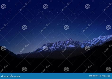 Starry Sky Over Snowy Mountains Stock Photo Image Of Cosmos Range