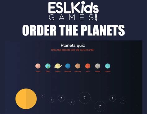 Order The Planets Esl Kids Games