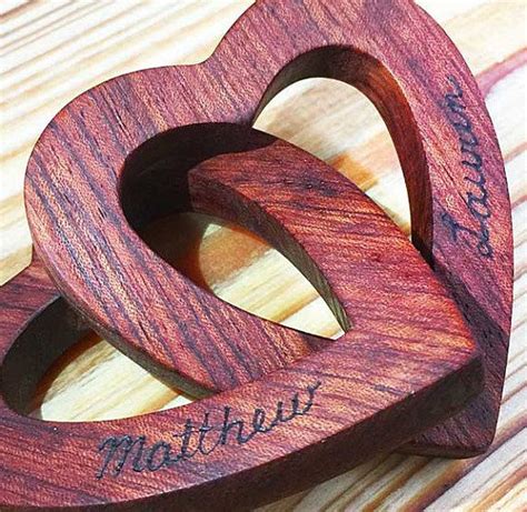 Interlocking Wooden Hearts Personalized Valentines Day Fifth
