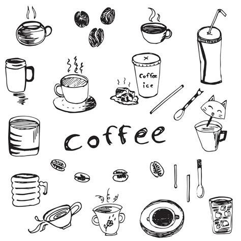 Cute Coffee Accessories Coffee Bean Cup And Maker Collection Vector