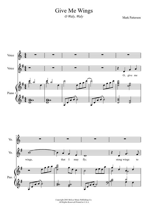Give Me Wings Sheet Music For Piano Voice Other Mixed Trio