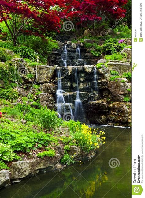 Cascading Waterfall And Pond Stock Photo Image Of Quiet Reflections