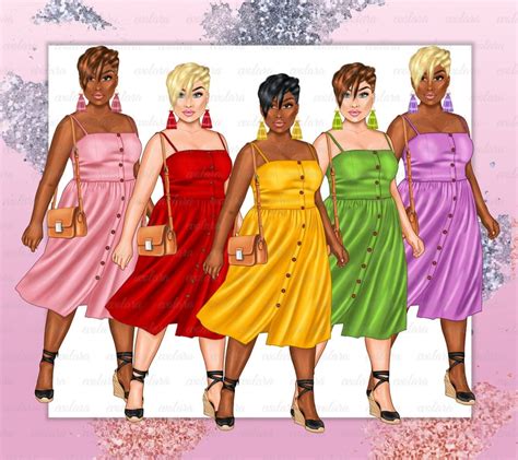 Plus Size Girl Clipart Curvy Girl Clipart Fashion Girl Clipart Etsy