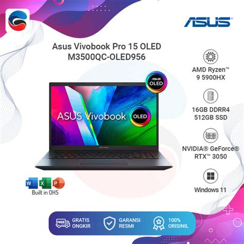 Promo Asus Vivobook Pro 15 Oled M3500qc Oled956 Ryzen 9 16gb 512gb Rtx