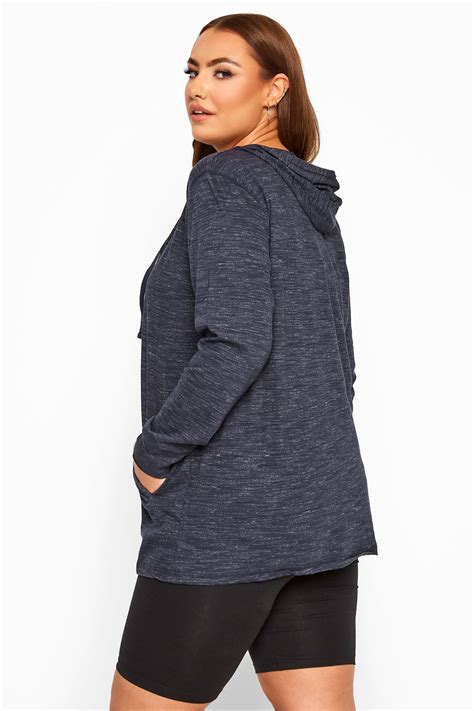 Navy Marl Zip Through Hoodie Sizes 16 38 Yours Clothing