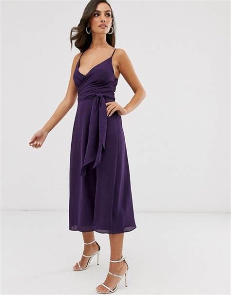 Asos Design Cami Wrap Midi Dress With Tie Waist Asos Midi Dress