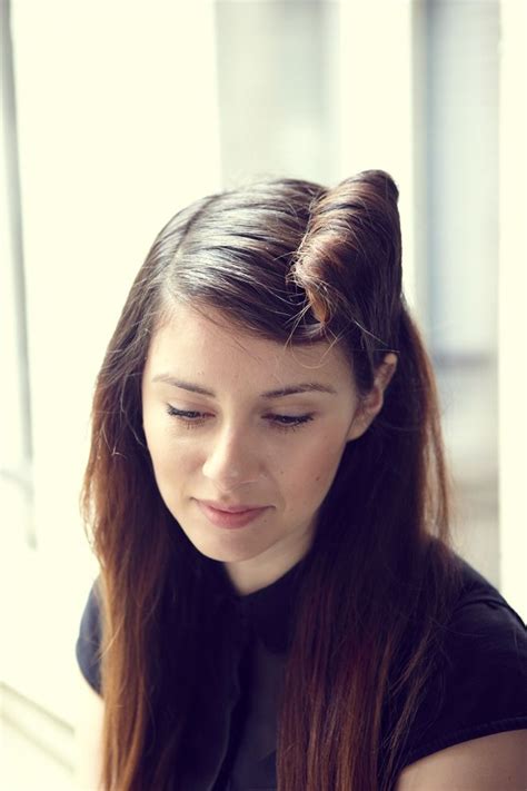 To do complete justice to the look, dress up in something vibrant. Victory Roll with chopsticks. Great for longer hair! | Her ...