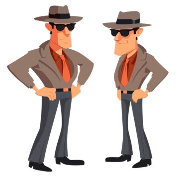 Spy Clipart Two Cartoon Character In Suits And Sunglasses Vector Spy