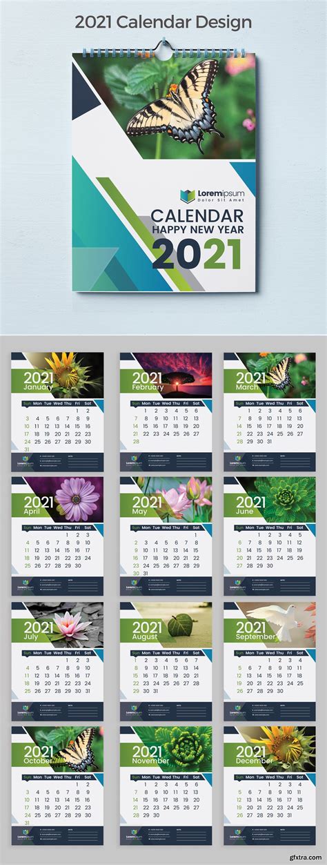 Calendar 2021 With Blue Abstract Layout Design 383387804 Gfxtra