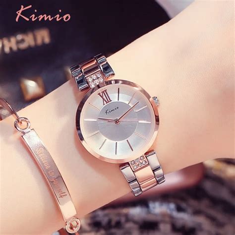 kimio simple thin rhinestone rose gold quartz watches women fashion 2018 ladies watch women s