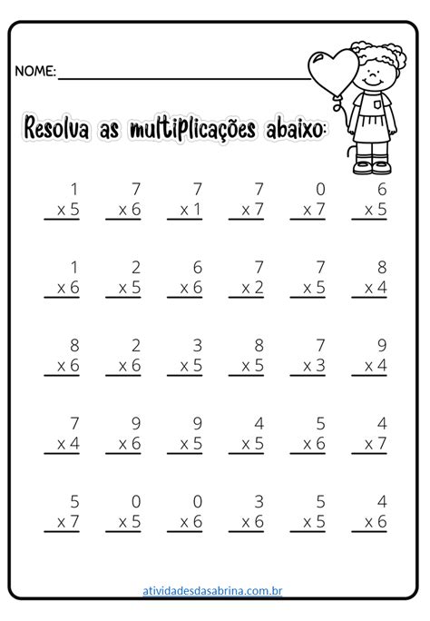 Atualmente Atividades 3 Ano Matematica Multiplicação