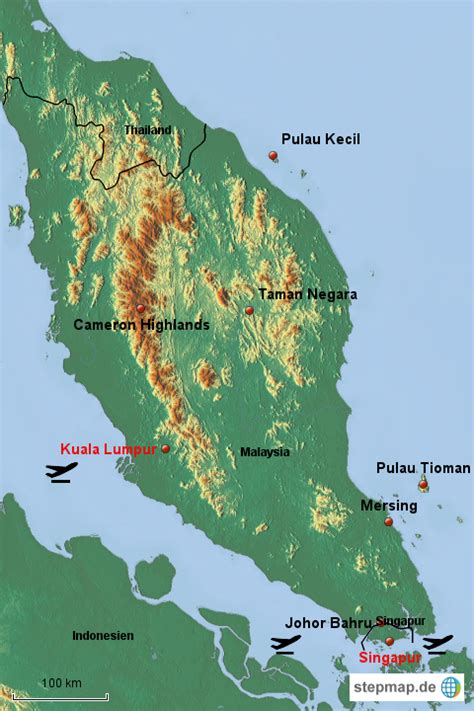 Stepmap Malaysia Landkarte Für Asien