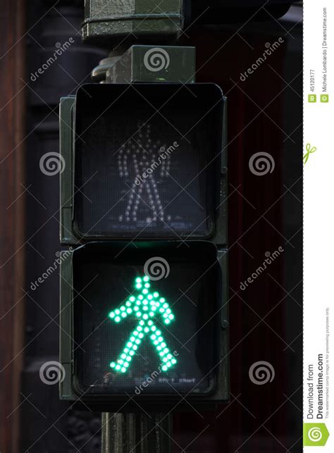 Pedestrian Crossing Lights And Traffic Lights Green Stock Image