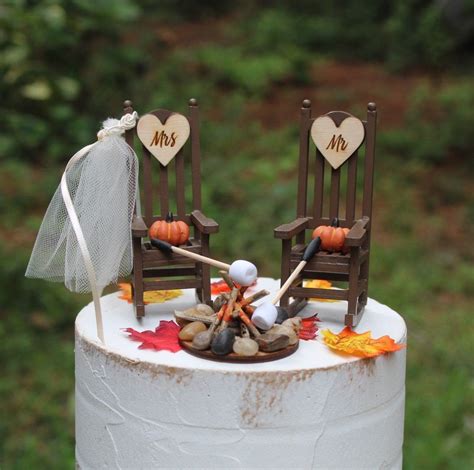This fireplace is in shawano the fire pit table is at the roxbury hotel and we will show you the process from beginning to end. Wedding Cake Topper Fall Pumpkins Fire Pit Marshmallows ...