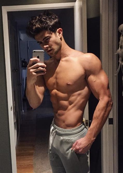 Strong Muscular Barechest Dude Abs Selfie
